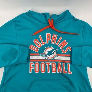 NFL Team Apparel Miami Dolphins Fleece Pullover Hoodie Mens Size Large Teal Blue